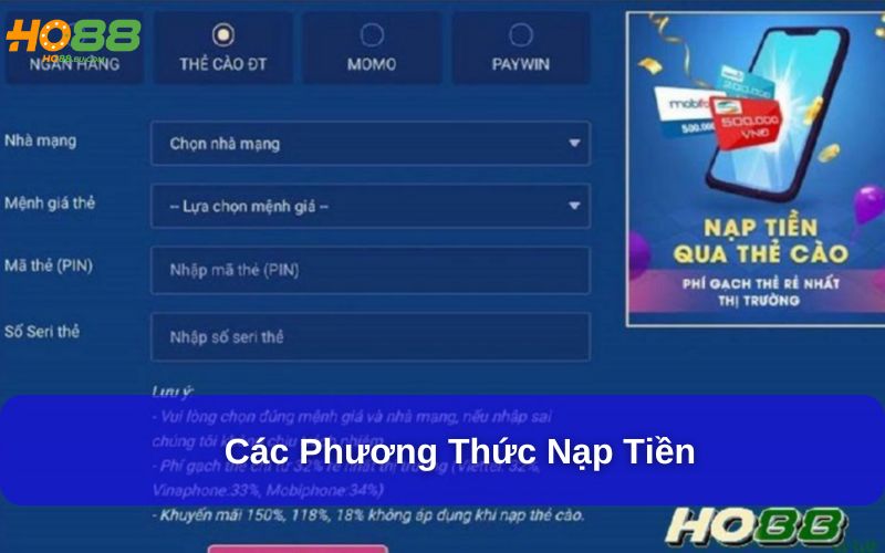 Các phương thức nạp tiền